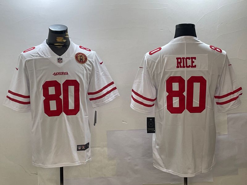 Men San Francisco 49ers #80 Rice White Second generations 2024 Nike Limited NFL Jersey style 4->->